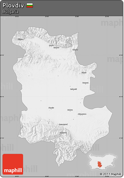 Gray Map of Plovdiv, single color outside
