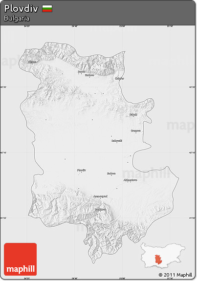 Silver Style Map of Plovdiv, single color outside