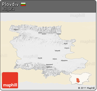 Classic Style Panoramic Map of Plovdiv, single color outside