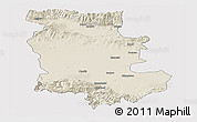 Shaded Relief Panoramic Map of Plovdiv, cropped outside