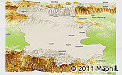 Shaded Relief Panoramic Map of Plovdiv, physical outside