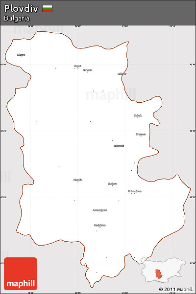 Classic Style Simple Map of Plovdiv, cropped outside