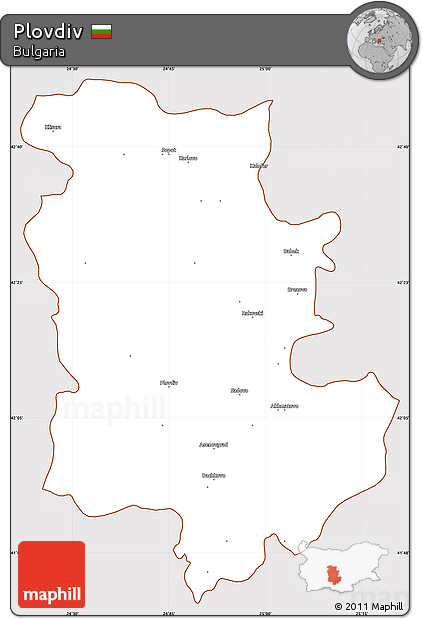 Classic Style Simple Map of Plovdiv, cropped outside