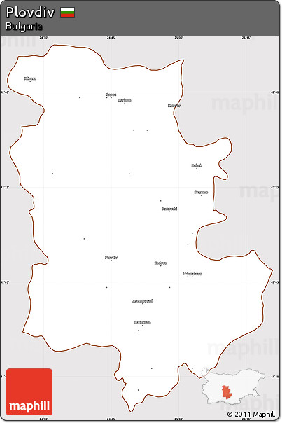 Classic Style Simple Map of Plovdiv, cropped outside