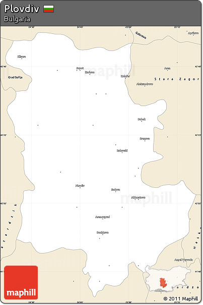 Classic Style Simple Map of Plovdiv
