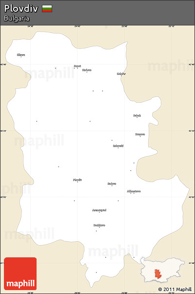 Classic Style Simple Map of Plovdiv, single color outside