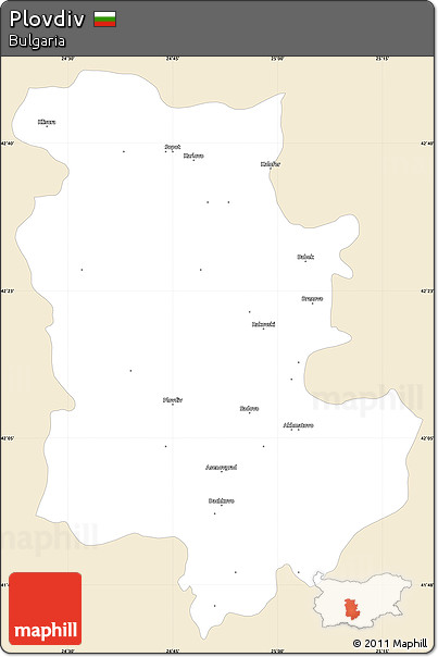Classic Style Simple Map of Plovdiv, single color outside