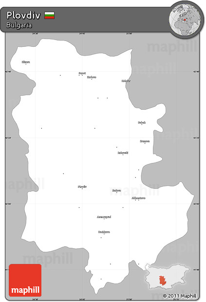 Gray Simple Map of Plovdiv, single color outside