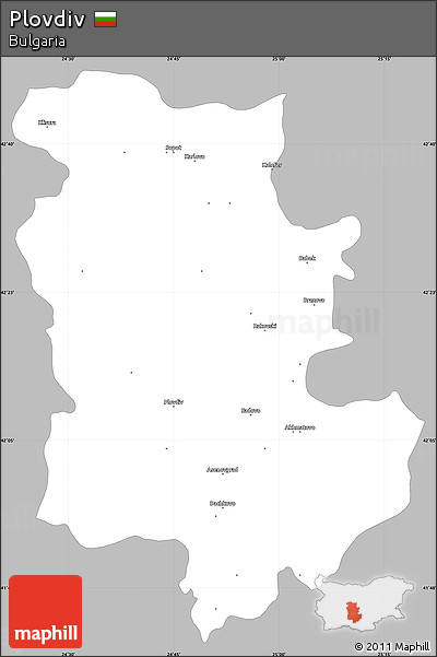 Gray Simple Map of Plovdiv, single color outside