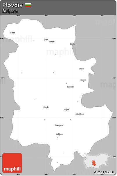 Gray Simple Map of Plovdiv, single color outside