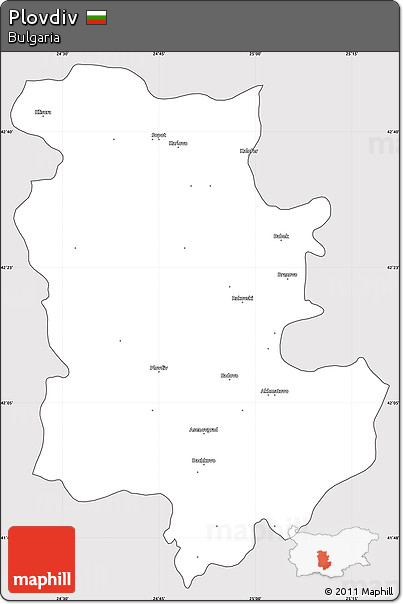 Silver Style Simple Map of Plovdiv, cropped outside