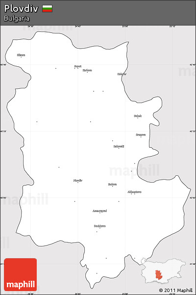 Silver Style Simple Map of Plovdiv, cropped outside
