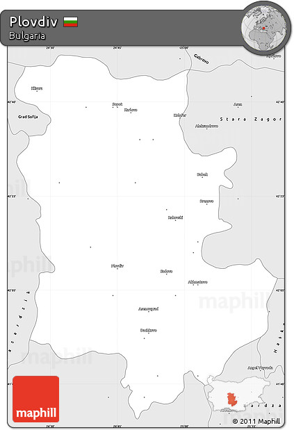 Silver Style Simple Map of Plovdiv