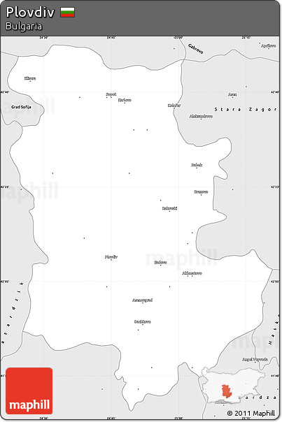 Silver Style Simple Map of Plovdiv