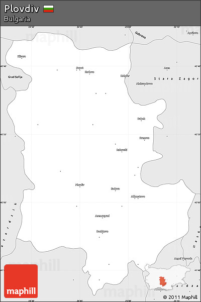 Silver Style Simple Map of Plovdiv