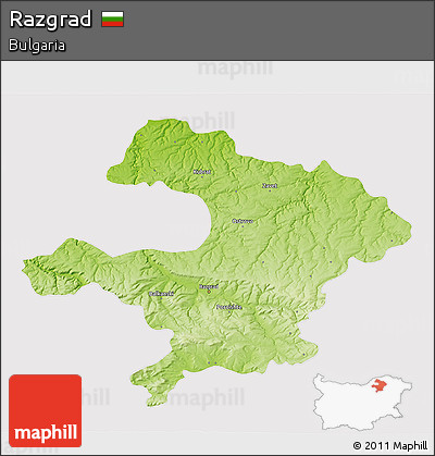 Physical 3D Map of Razgrad, cropped outside