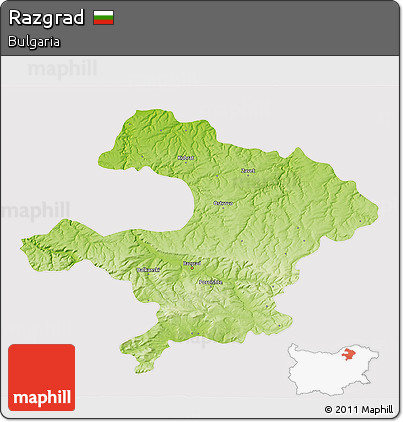 Physical 3D Map of Razgrad, cropped outside