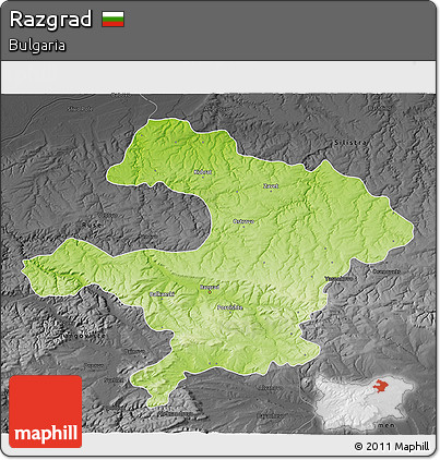 Physical 3D Map of Razgrad, darken, desaturated