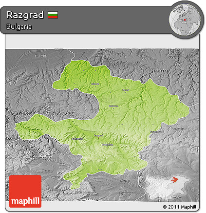 Physical 3D Map of Razgrad, desaturated