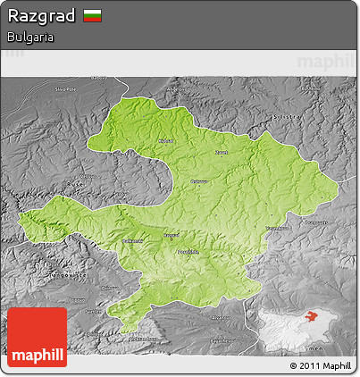 Physical 3D Map of Razgrad, desaturated