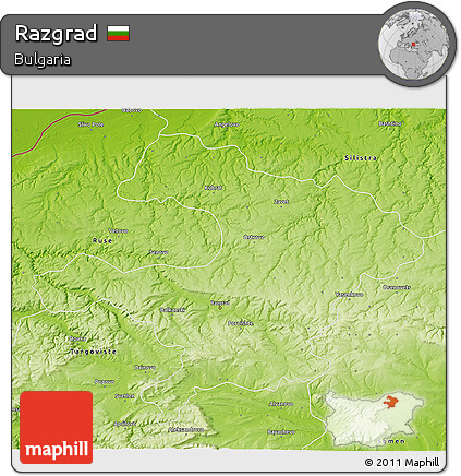Physical 3D Map of Razgrad