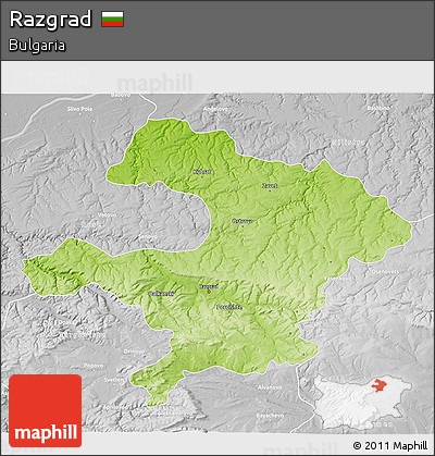 Physical 3D Map of Razgrad, lighten, desaturated