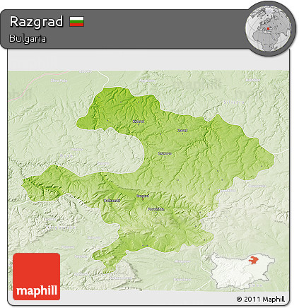 Physical 3D Map of Razgrad, lighten