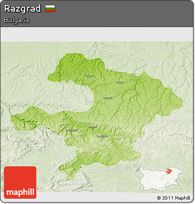 Physical 3D Map of Razgrad, lighten