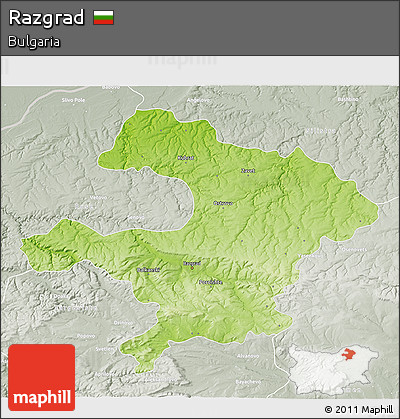 Physical 3D Map of Razgrad, lighten, semi-desaturated