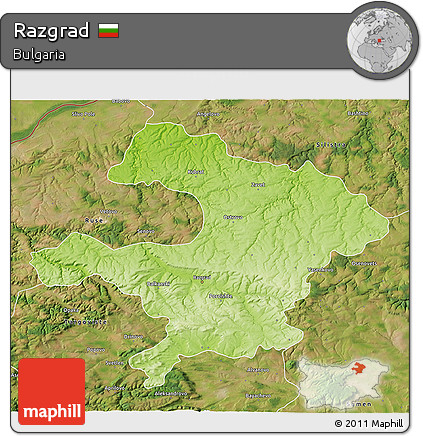 Physical 3D Map of Razgrad, satellite outside