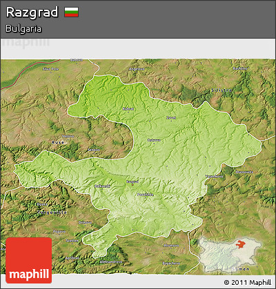 Physical 3D Map of Razgrad, satellite outside