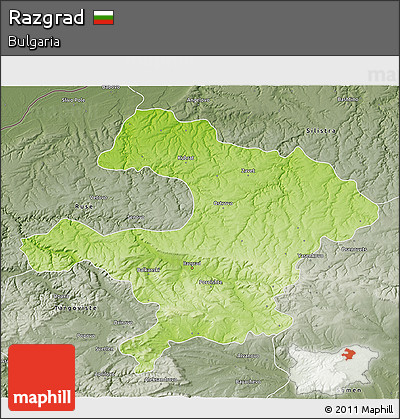 Physical 3D Map of Razgrad, semi-desaturated