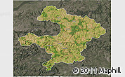 Satellite 3D Map of Razgrad, darken, semi-desaturated