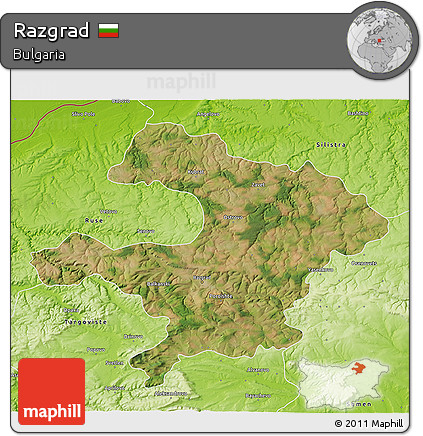 Satellite 3D Map of Razgrad, physical outside