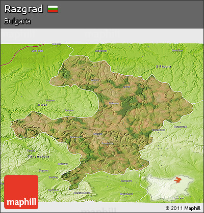 Satellite 3D Map of Razgrad, physical outside