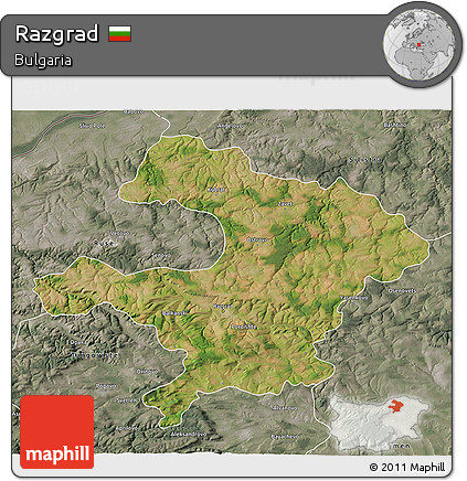 Satellite 3D Map of Razgrad, semi-desaturated
