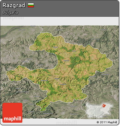 Satellite 3D Map of Razgrad, semi-desaturated