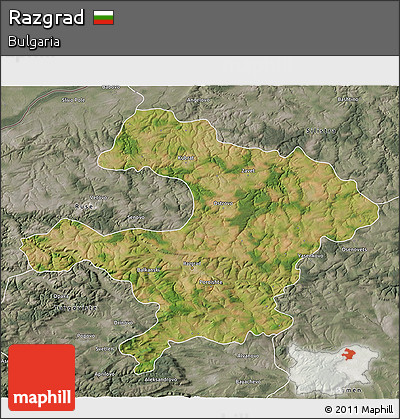 Satellite 3D Map of Razgrad, semi-desaturated