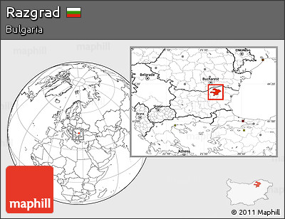 Blank Location Map of Razgrad, within the entire country