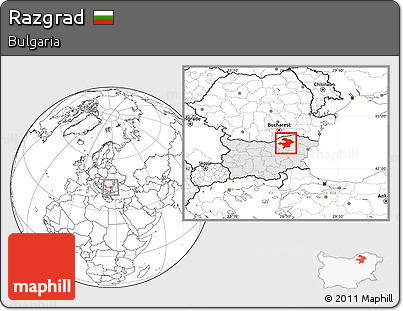 Blank Location Map of Razgrad, highlighted country