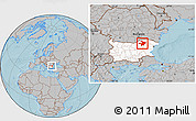 Gray Location Map of Razgrad, highlighted country, hill shading