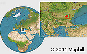 Satellite Location Map of Razgrad, within the entire country