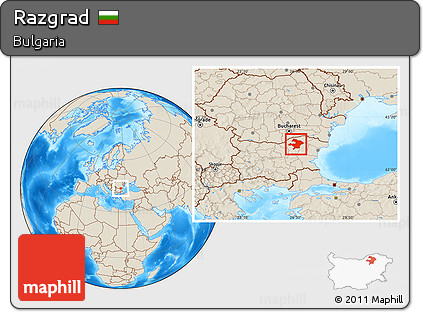 Shaded Relief Location Map of Razgrad