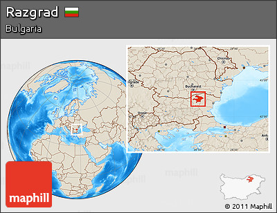 Shaded Relief Location Map of Razgrad