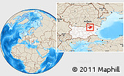 Shaded Relief Location Map of Razgrad, highlighted country