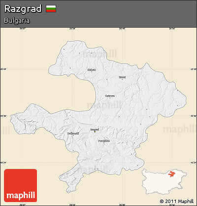 Classic Style Map of Razgrad, single color outside
