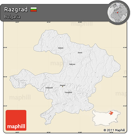 Classic Style Map of Razgrad, single color outside