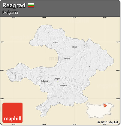 Classic Style Map of Razgrad, single color outside