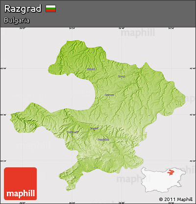 Physical Map of Razgrad, cropped outside