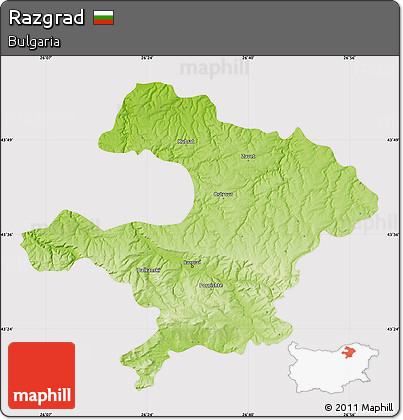 Physical Map of Razgrad, cropped outside